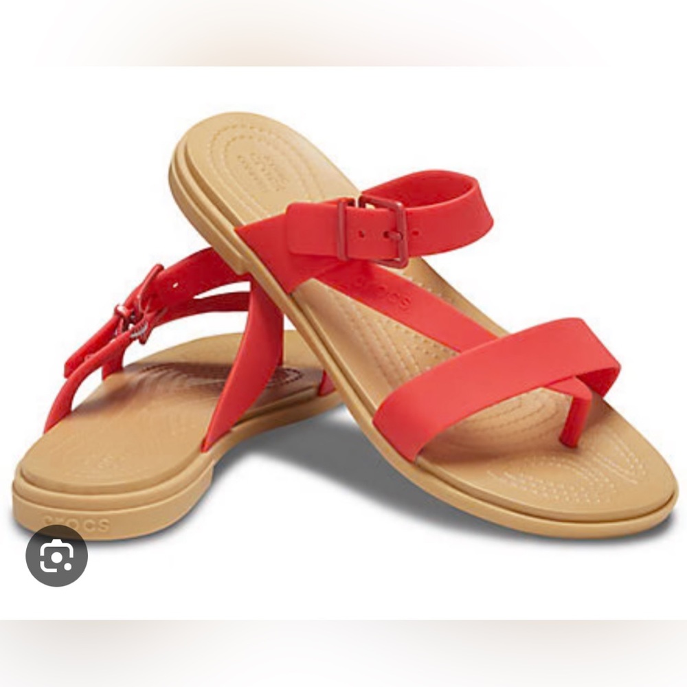 Crocs Tulum toe post sandal, red, size 8, GUC